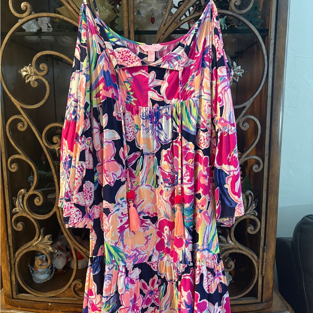 Lilly Pulitzer Alanna open shoulder dress - Large - Tipping Point - Picture 3 of 8
